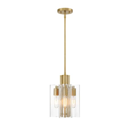 Designers Fountain Latitude 60 Watt 3 Light Brushed Gold Pendant with Clear Glass Shade D279M-9P-BG